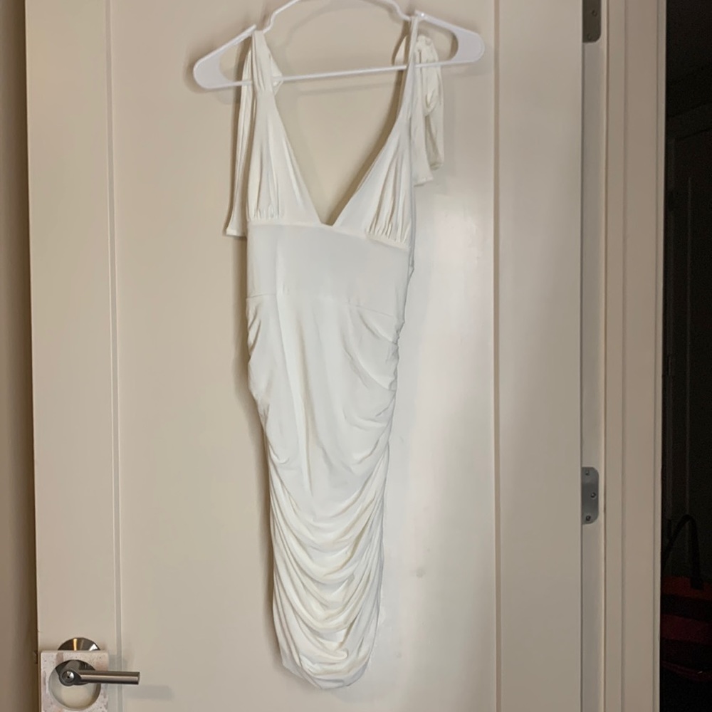 White low cut mini dress NWT